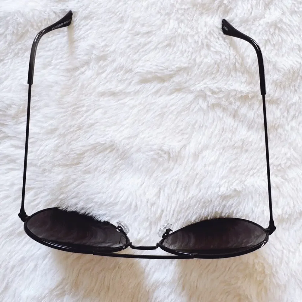 Flynn Black W/ Mirrored Lenses Aviator Sunglasses